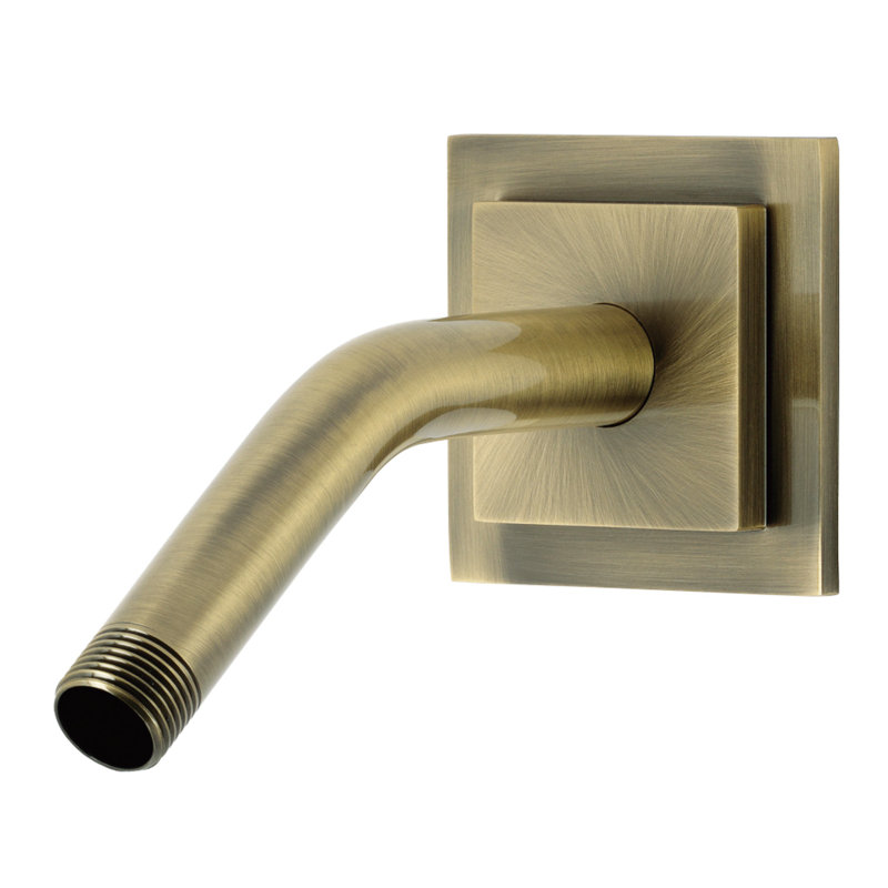 Bras de douche en laiton avec bride carrée Kingston, Antique Brass
