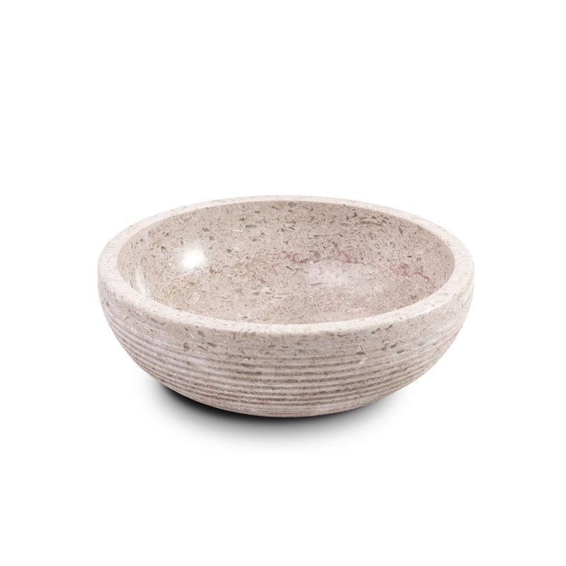 Rustic Beige Stone Circular Vessel Bathroom Sink