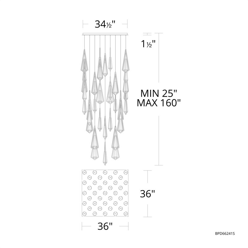 Devotion LED Pendant, 41 Lights, 18" H x 36" W x 36" D, Satin Nickel