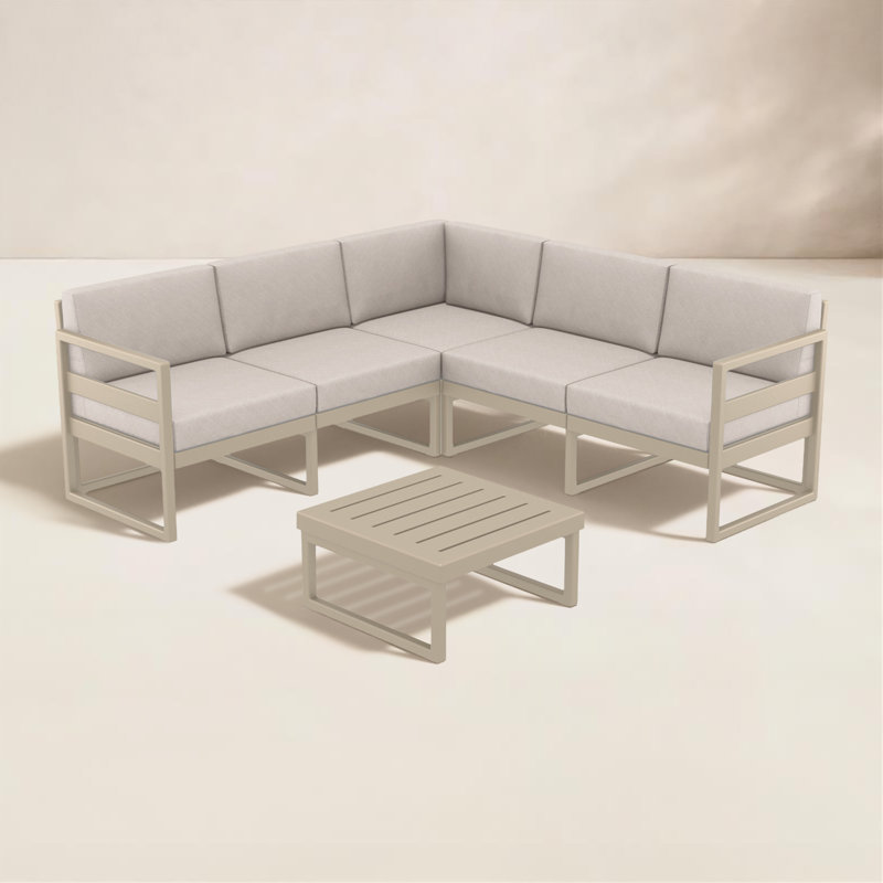 Ensemble de conversation modulaire avec coussins 2 pièces Lane, Taupe, Toile lin Sunbrella®