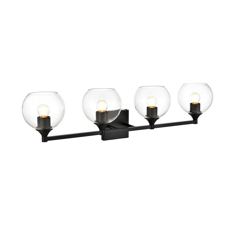 Lumière de meuble-lavabo à intensité variable, Noir, H 9 po x l 33 po x P 33 po, Quatre lumières