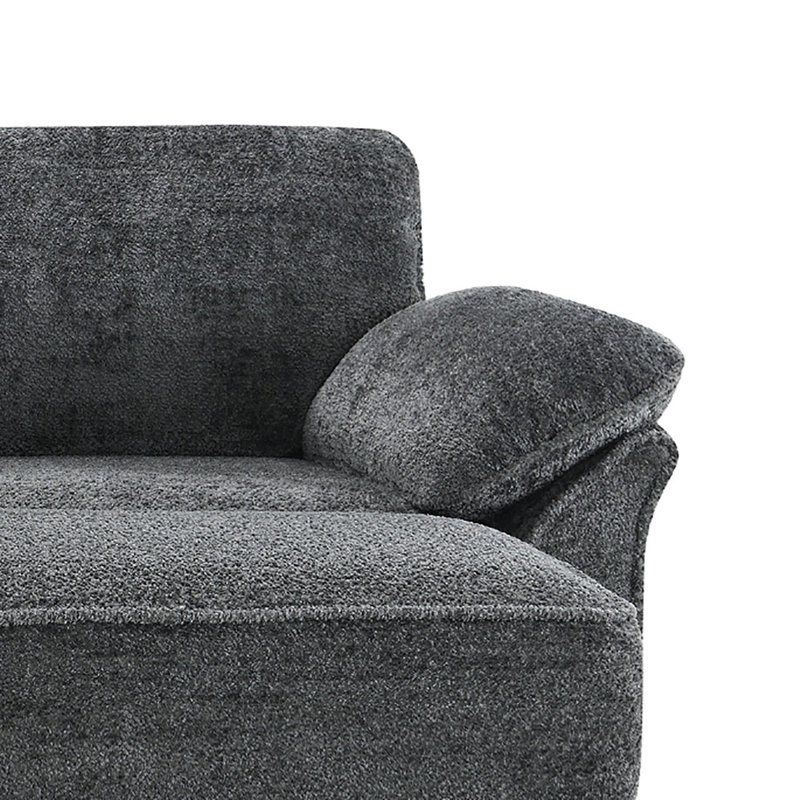Modern Stylish Chenille Fabric Upholstered Modular Sectional Sofa with a Loveseat and 2 Ottomans, Gray Chenille