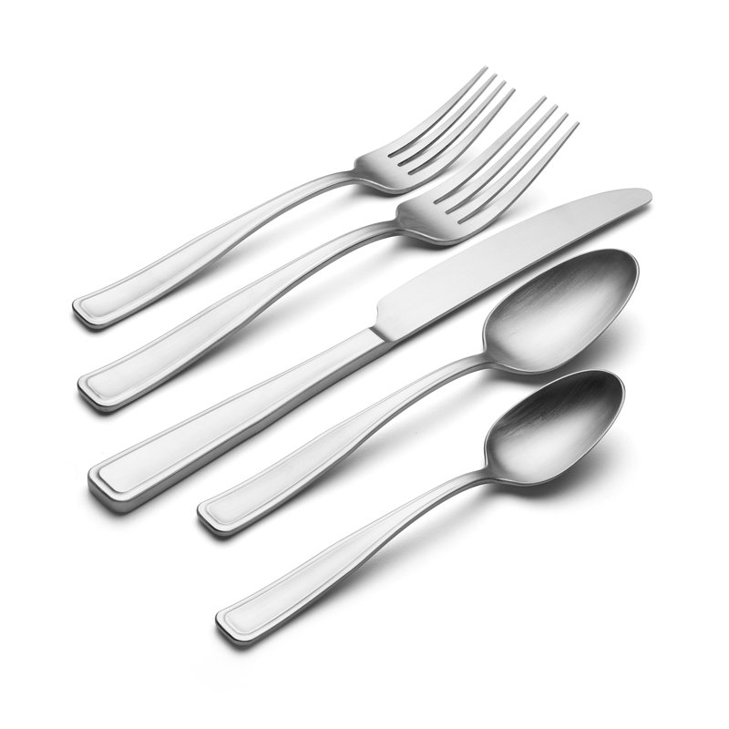 Oneida Reid Satin 20 Piece Flatware Set, Stainless Steel