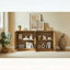 Buffet 67 portes en rotin à 4 portes 67 po, buffet Boho avec rangement spacieux pour le salon et le couloir, finition chêne caramel