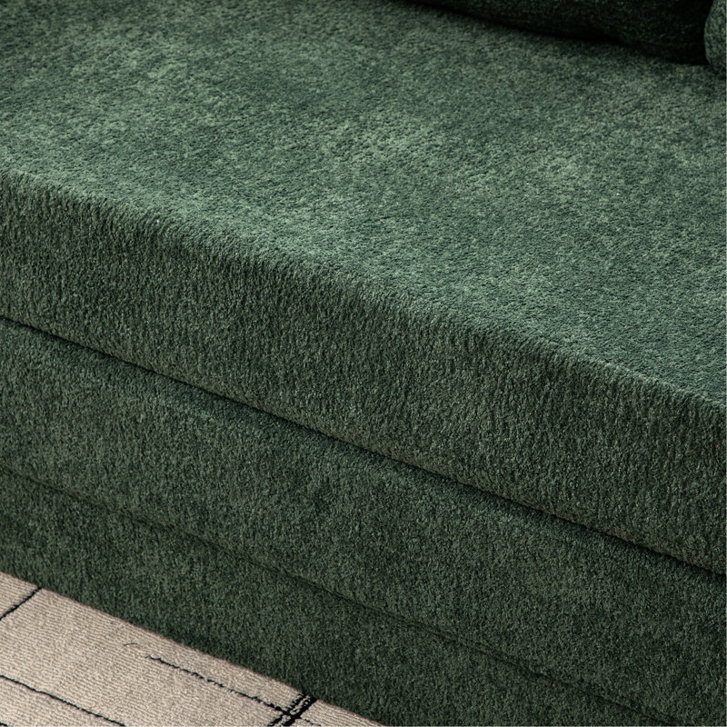 Lit en chenille de 180 cm, pliable et convertible, avec accoudoirs et oreillers, mousse haute densité, fond imperméable, idéal pour se détendre et regarder la télévision