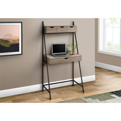 Bureau d'ordinateur, bureau personnel, ordinateur portable, incliné, tiroirs de rangement, L 32 po, stratifié de travail, métal, contemporain, moderne