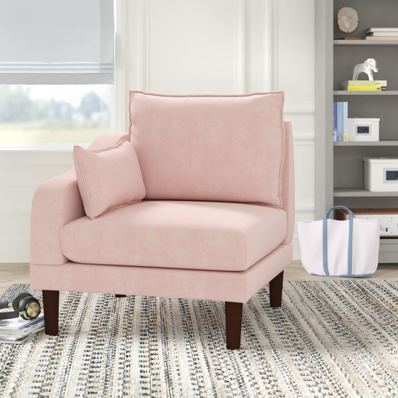 Emily Upholstered Accent Chair, Blush Pink Polyester Blend
