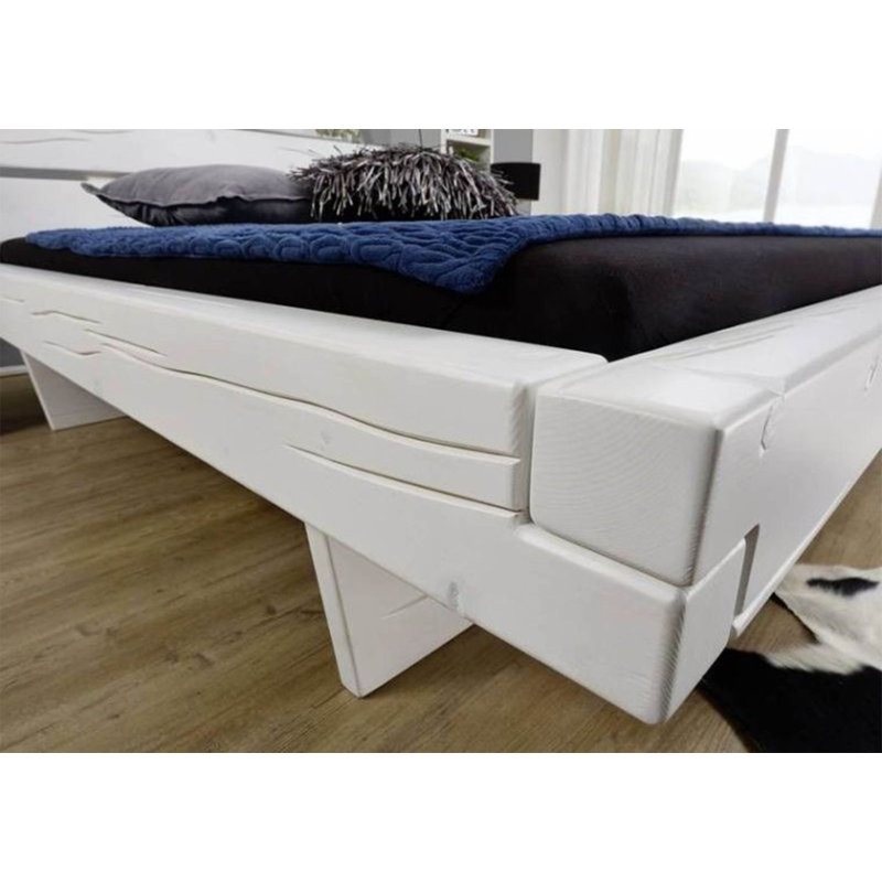 BALKENMÖBEL Solid Wood Bed, White, European Kingsize (160 x 200cm)