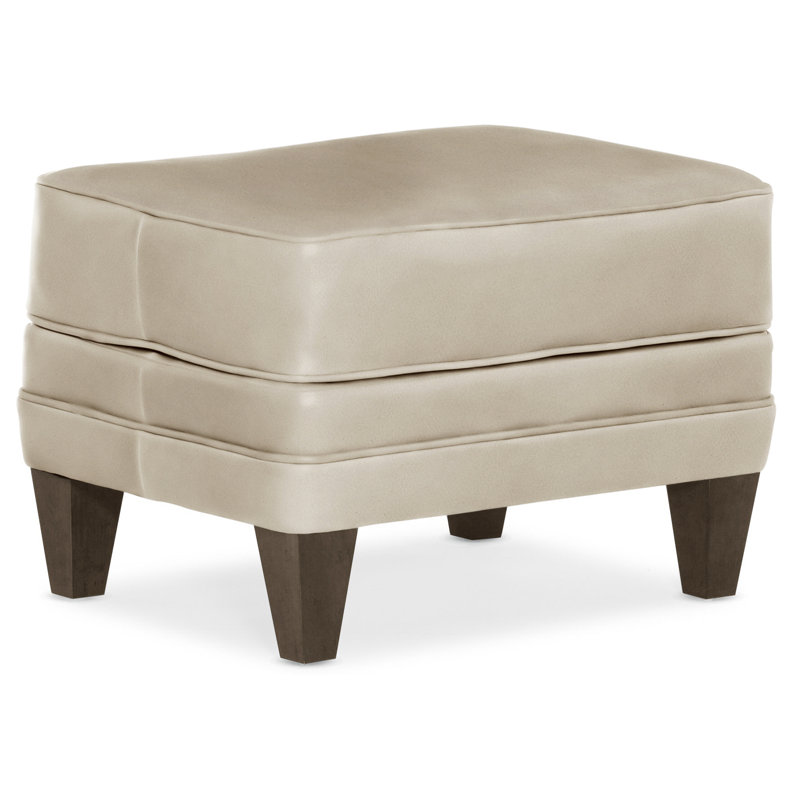 Willow Ottoman, Cobblestone, Anilina Cacao Genuine Leather