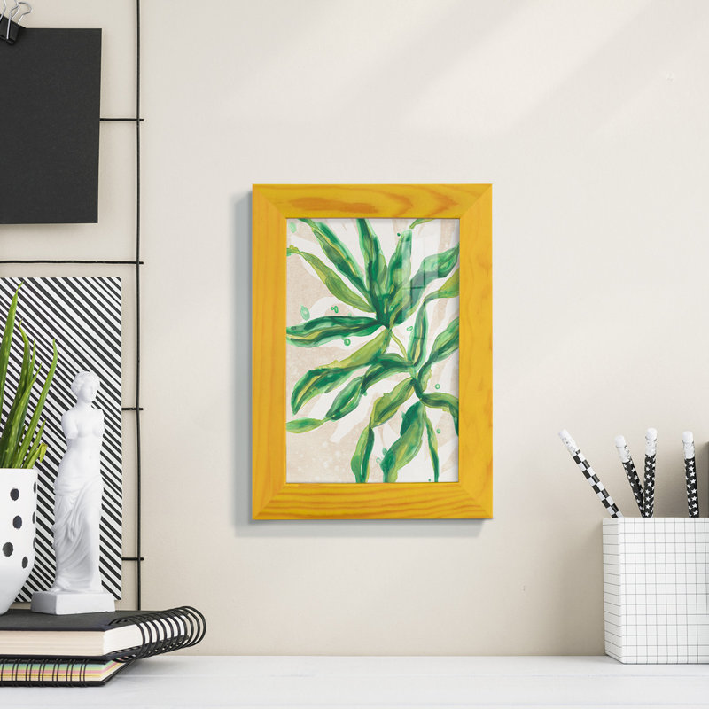 Parchment Palms II - Single Picture Frame Print, 7" H x 5" W x 1" D, Yellow Framed