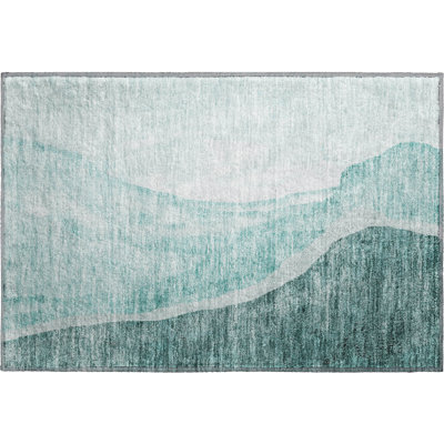 Premium Machine Washable Prisco Teal Rug