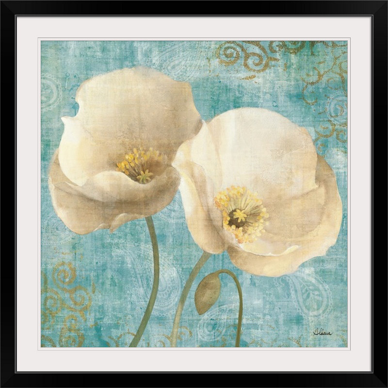 «Anjenette Poppies on Paisley», Albena Hristova, impression, H 20" x l 20" x P 1", Cadre noir