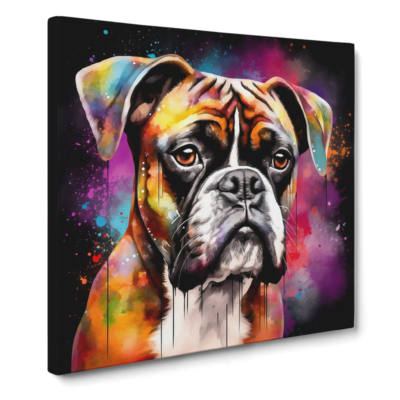 Boxer Dog Graphic - No Frame Print, 50cm H x 50cm W x 3cm D