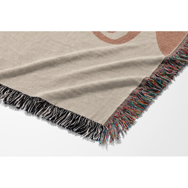 Couverture 100% coton African Tribal, Jeté, Rouille / beige