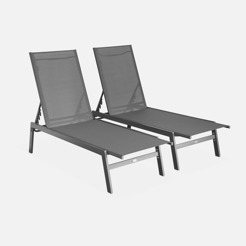 Addrianna Long Reclining 2 Sun Loungers, Grey