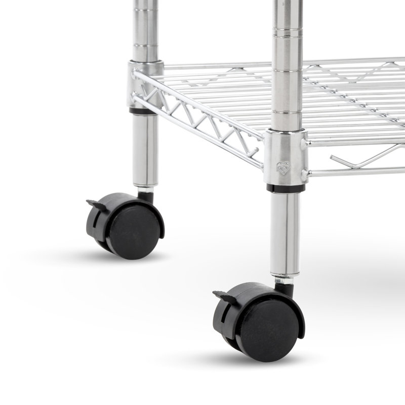 IRIS USA 3-Tier Silver Metal Storage Cart with Casters