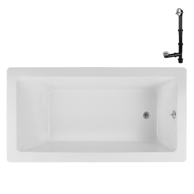 72'' x 36'' Acrylic Soaking Drop-In Bathtub, Drain Included