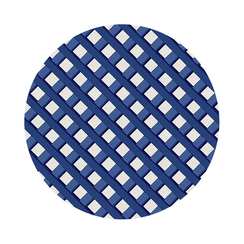 Timothy Corrigan Jardin Francais Green Vegan Leather Round Coasters, Blue