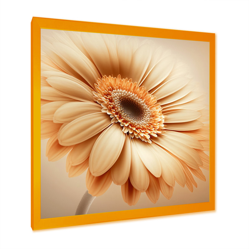 " Orange Gerbera Flower IV ", Gold Picture Framed Canvas, 30" H x 30" W x 1" D