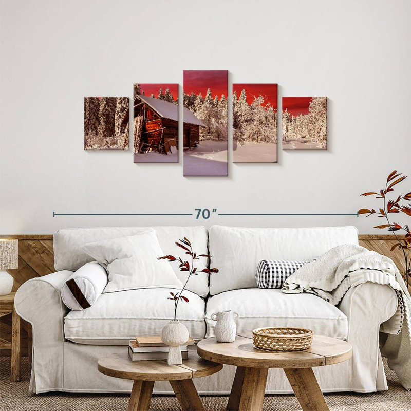 Rustic Winter Cottage, 24" H x 55" W