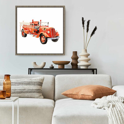 Toile de camion de pompier rétro | Décoration de chambre de transport