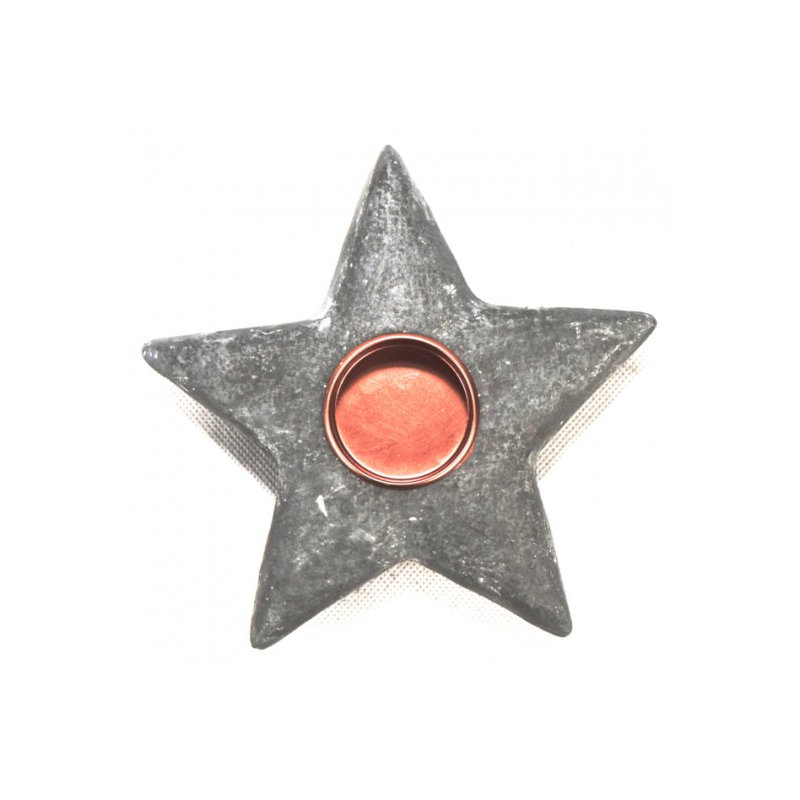 Porte-photophore étoile papier mache, Gris