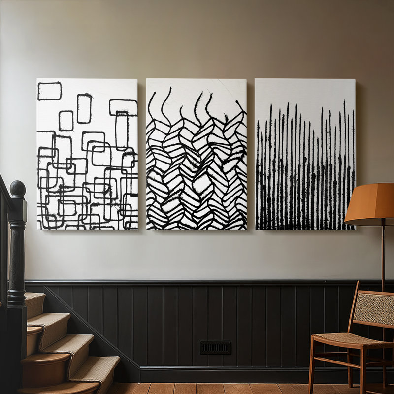 Linear Effervescence I - Toile tendue sur mesure avec châssis - 3 pièces, H 36 po x l 72 po