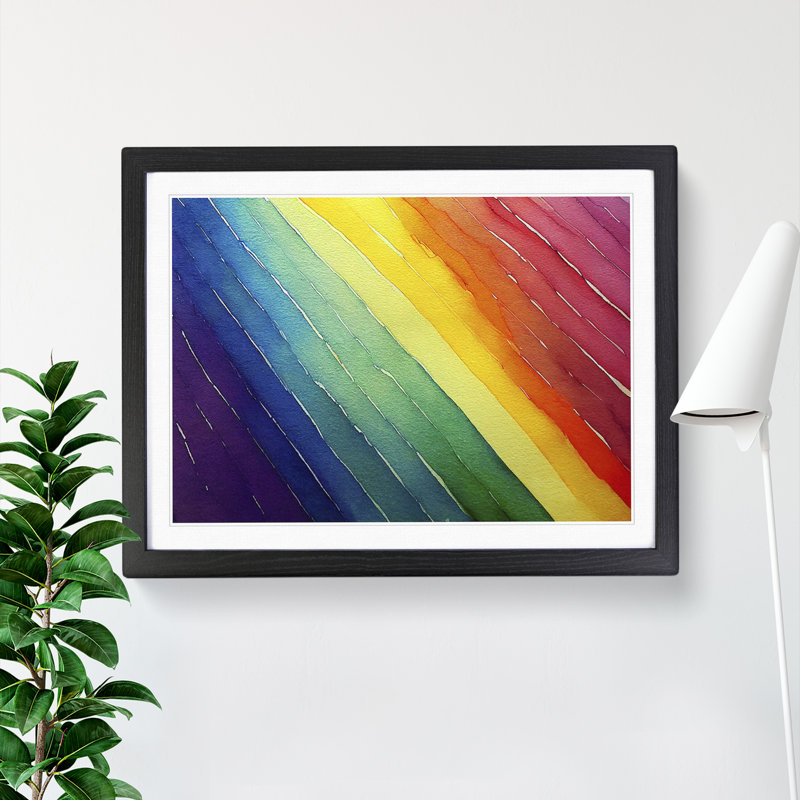 Watercolour Rainbow Vol.2 Abstract - Single Picture Frame Print, Black, 46cm H x 64cm W