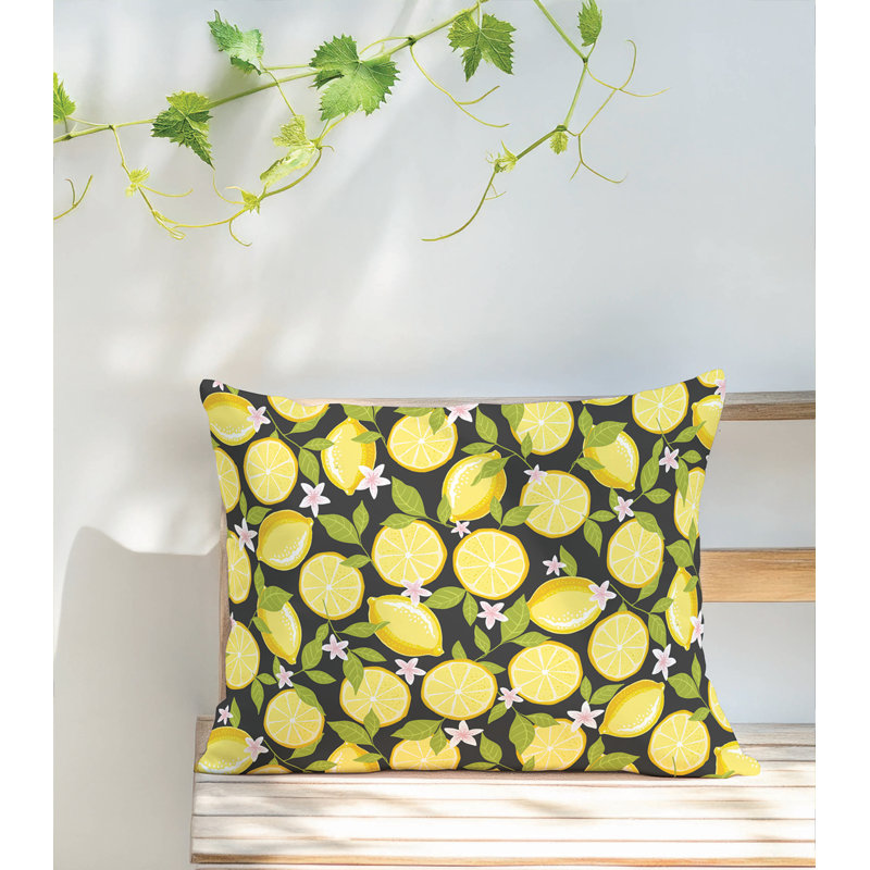Coussin lombaire d'extérieur Lemons Coastal, Gris anthracite