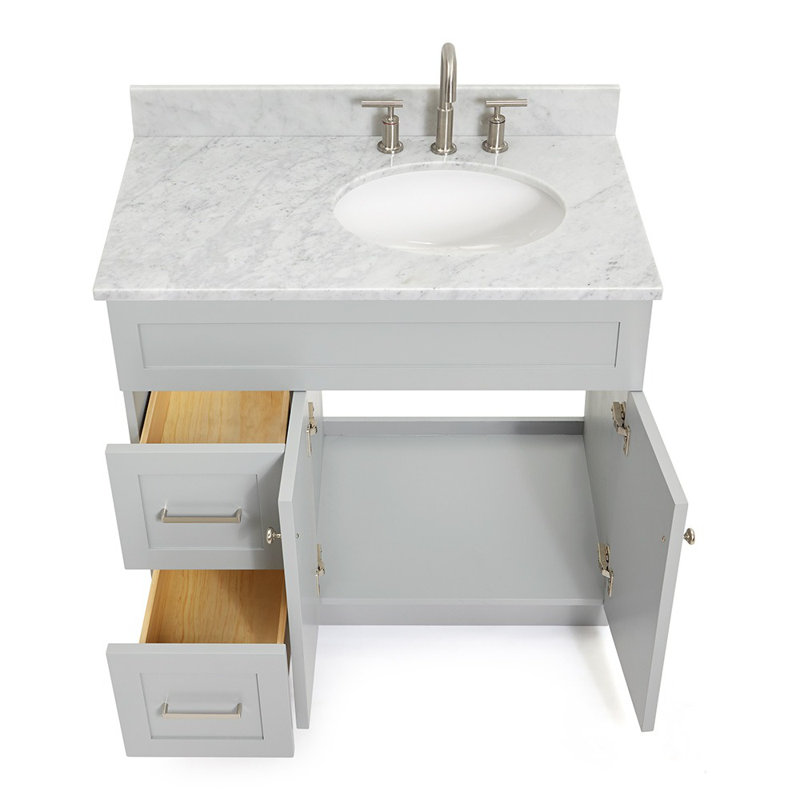 Ensemble de meuble-lavabo simple 37 po Partham, gris