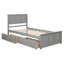 Lit plateforme avec rangement, 2 tiroirs avec roulettes, structure simple, espresso-2014870515