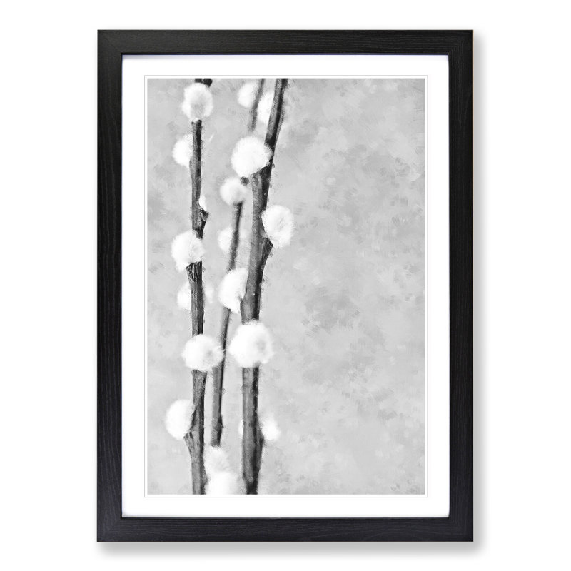 Blossoming Willow Tree - Picture Frame Painting, 36cm H x 27cm W x 2cm D, Black Framed