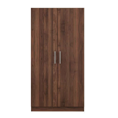 Armoire-penderie 2 portes en bois avec 3 tablettes de rangement