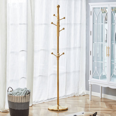 Cintre principal en acier inoxydable peint à la bombe, portemanteau moderne en acier inoxydable, renfort en bois au niveau du support, conception surélevée de 72 pouces avec support amovible