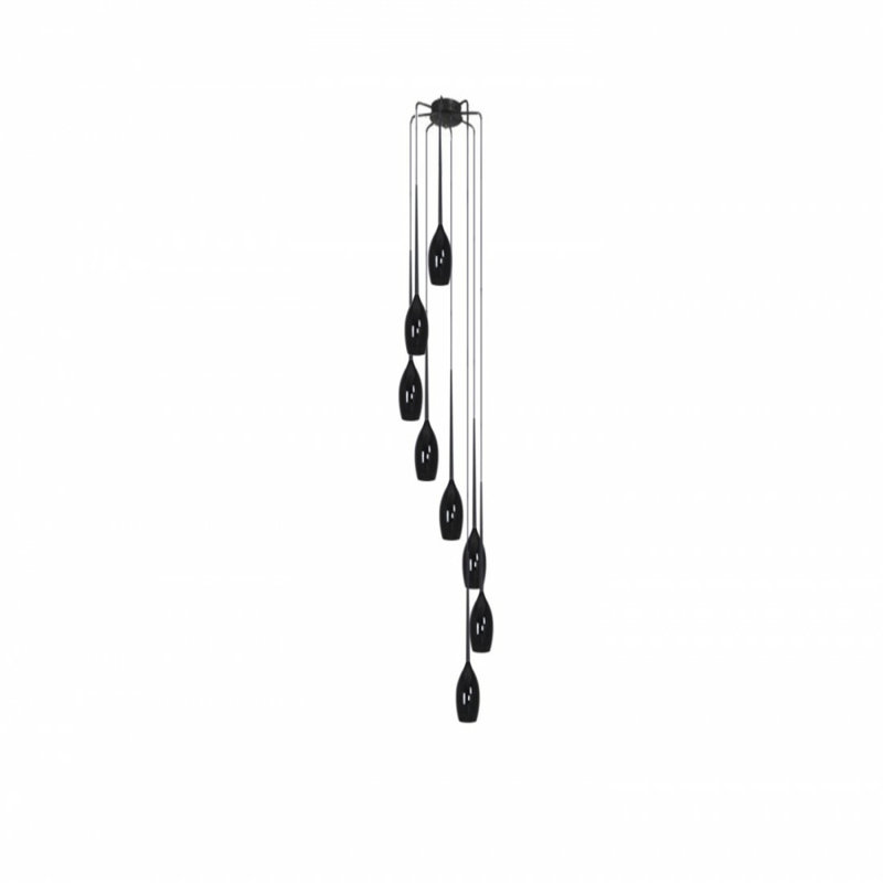 Izza 8 - Light Black Cluster Pendant, Shiny Black