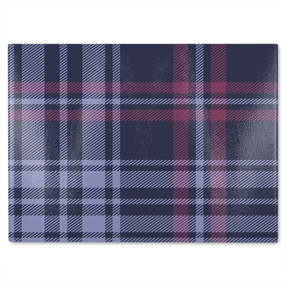Tartan Plaid Pattern Glass Chopping Board
