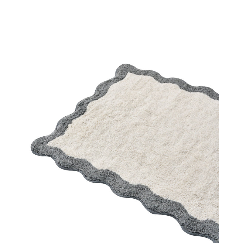 Cotton Non-Slip Bath Mat, 90cm L x 60cm W, Beige/Grey