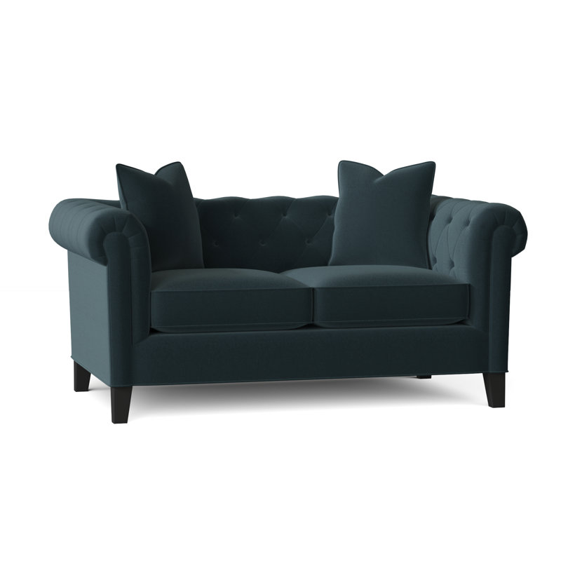 Causeuse Chesterfield à accoudoirs roulés de 66 po Caspar, Microfibre Gipsy Teal Performance