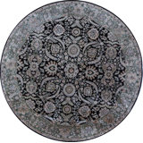 Wool Oriental Area Rug in Black/Light Green