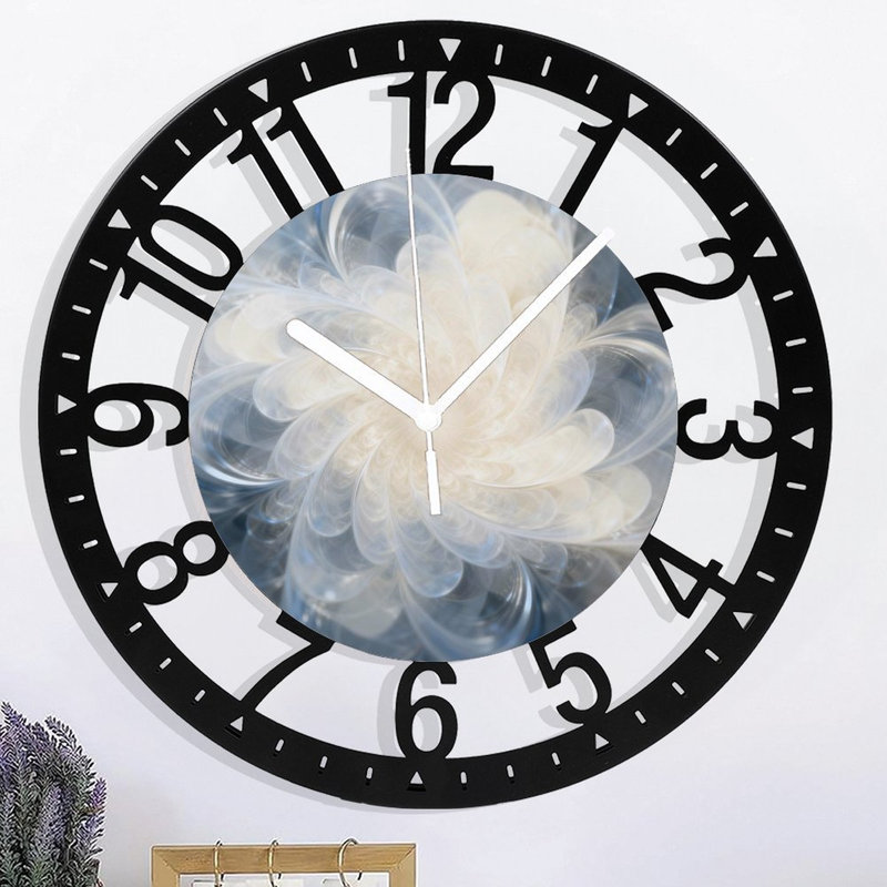 Horloge murale ronde en fer 10 po avec mouvement à quartz silencieux, chiffres arabes, impression UV, Ivoire, bleu, gris