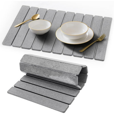 Tapis de séchage pour pierre - gris clair - très grand, à séchage rapide, super absorbant, terre de diatomées pliable, utilisation sur comptoir pour la vaisselle