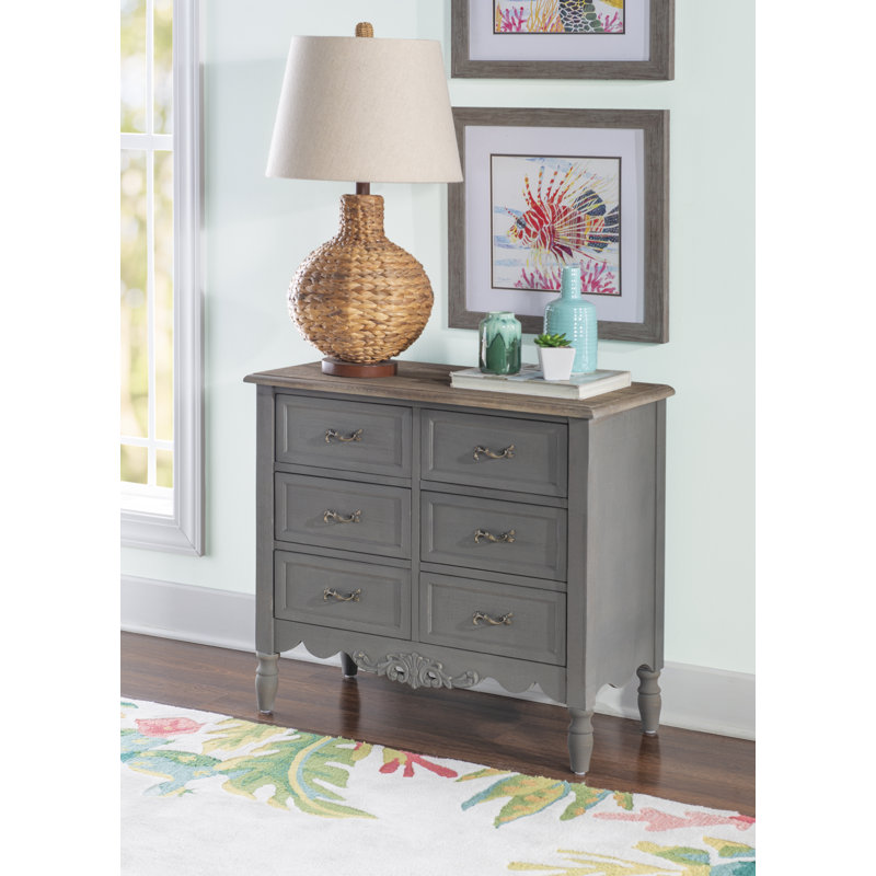 Commode d'appoint 6 tiroirs Raymer, gris