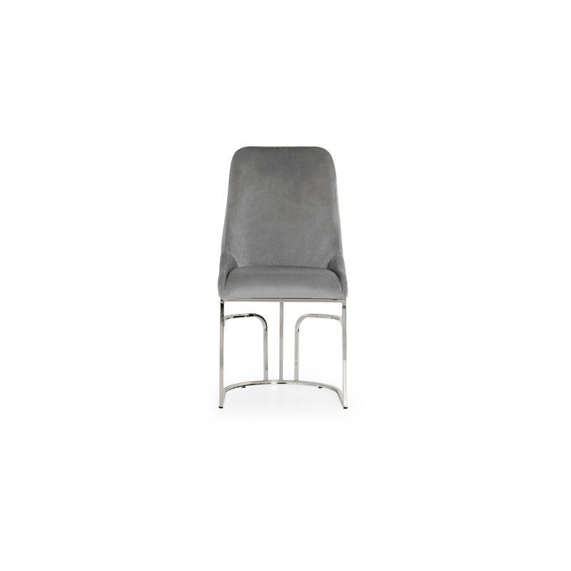 Chaises de salle à manger en velours gris avec pieds en acier - Design moderne et élément intérieur confortable, Gris