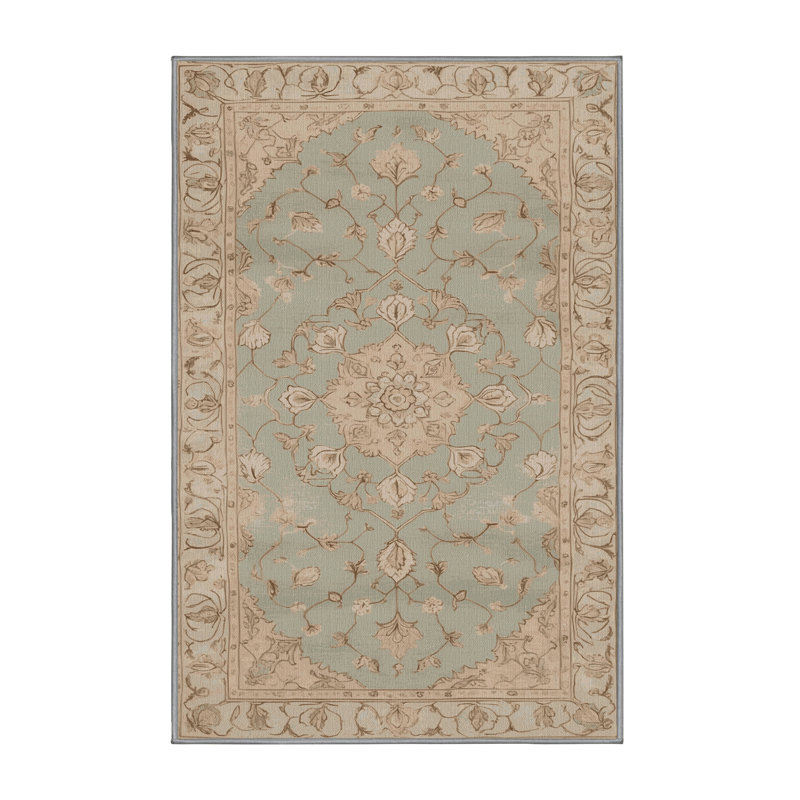 Tapis gris Tabriz lavable à la machine, Rectangle 5 pi x 7 pi