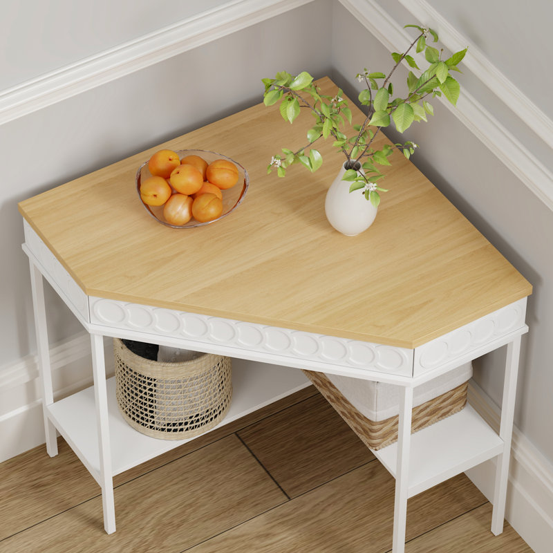 Corner Console Table With Swivel Storage Shelf