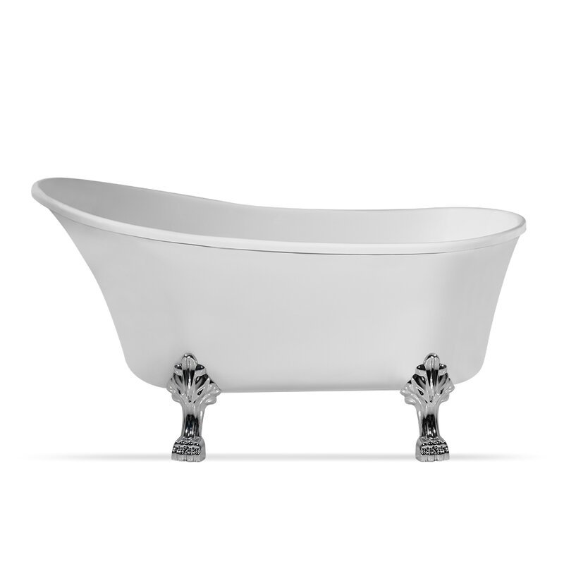 Baignoire de trempage sur pieds 59 po., Chrome poli, Chrome poli