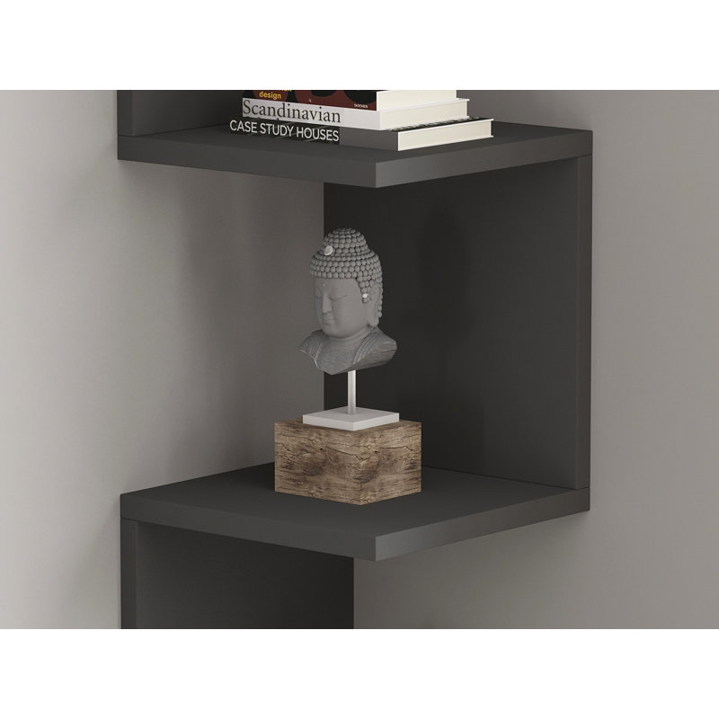 Modern Wall Shelf, Anthracite Color, 41.5 x 9.8 x 9.8 inches | 100% Melamine Coated Particle Board, Thickness: 0.7 inches | Numerous Shelves for Additional Storage, Wall-Mounted Design for Home & Office