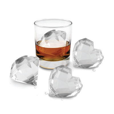 Tovolo Heart and Diamond Ice Molds Set of 4 Large Craft Ice for Cocktails, Assorted