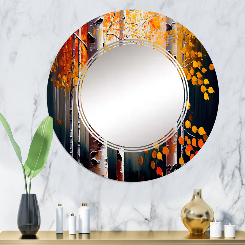 Miroir mural Ommy Autumn Birch Trees Forest II, 32 po x 32 po