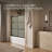 Elate Sliding Bath Door, 56-3/4-In H X 56-1/4 - 59-5/8-In W With Heavy 5/16-In Thick Frosted Glass With Rectangular Grille Pattern-55920901